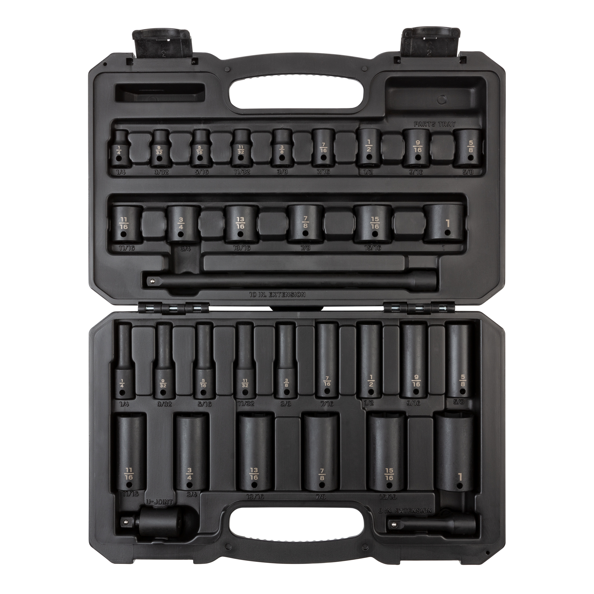 TEKTON 3/8 Inch Drive Shallow and Deep 6-Point Impact Socket Set with Case, 33-Piece (1/4 - 1 in.) | SID91400